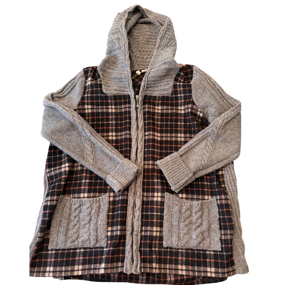 Anthropologie MOTH Derry Plaid WoolBlend Sweater Zip Jacket